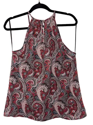 Vintage Renee C. Y2K Paisley High Neck Swing Tank Top Large Made in USA thumbnail 4