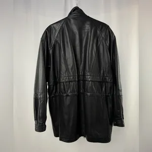 Vintage‎ Wilson Leather Full Zip Drawstring Waist Jacket in Black Size Large thumbnail 5