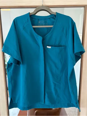 Figs Scrub Top Women Technical Collection Hidden Button Front Size XXL Blue thumbnail 1