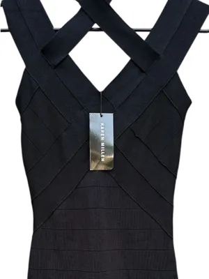 NWT Karen Millen BodyCon Bandage Dress Black Size 2 thumbnail 2