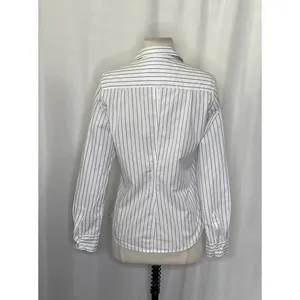 FRANK & EILEEN Crinkle Barry Buttondown Top Blouse‎ White Blue Dotted Small thumbnail 7