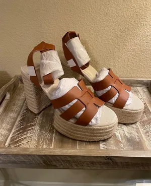 NEW! The Drop Heels Duchess Natural Raffia Buckle Strap Platform Sandals Size 9 thumbnail 4