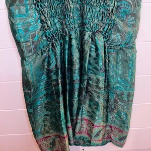 Elegant Teal and Purple Mini Dress Made In India Swami Gear Size L/XL Boho thumbnail 12