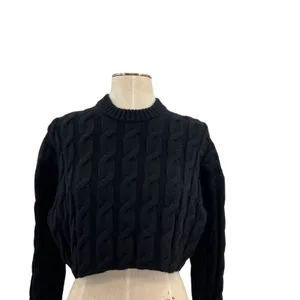 Aritzia Babaton Glory Merino Wool Sweater Crewneck Cropped Black Size XS‎ thumbnail 5