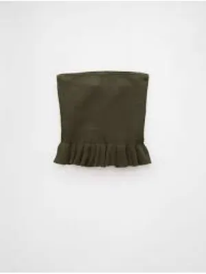2 American Eagle cropped peplum sweater tube top with a ruffled hem Size XS thumbnail 4