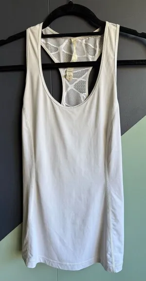 Lululemon Goal Crusher Tank w/ Patterned Mesh Back, Size 4, White, VGUC thumbnail 1