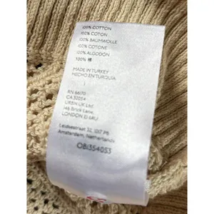 Anthropologie Pointelle Knit Cardigan Sweater Cream Cotton Open Knit Womens XS thumbnail 6