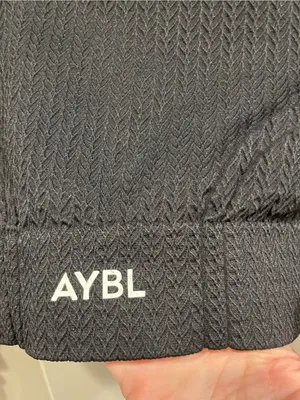 Cute textured stretchy compression crop workout top gym yoga thumb holes Aybl thumbnail 2