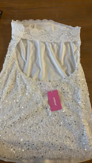 Edikted white sparkly dress  thumbnail 6
