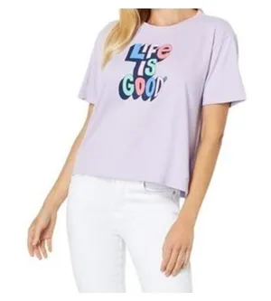 Life is Good Women Short Sleeve Boxy Crusher Tee Freestyle light Purple size XL thumbnail 2