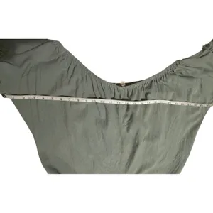 Umgee Sage Green Linen Blend Off The‎ Shoulder Ruffle Fringe Tie Front Top Large thumbnail 5