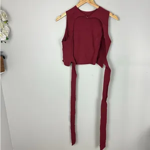 Halara Open Tie Back Burgundy Rayon Athletic Top Size Small Yoga Pilates thumbnail 4
