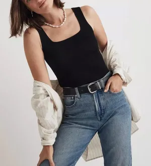 Madewell rib squareneck sweater tank thumbnail 1
