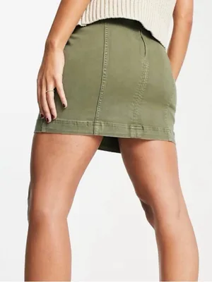 Free People Modern Femme Denim Olive Green Fitted Comfortable Soft Mini Skirt 4 thumbnail 3