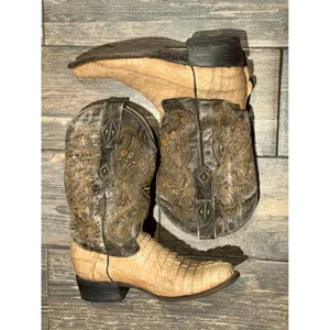 Correcaminos Caiman Belly Exotic Leather Western Cowboy Boots Tan Brown MEX 27.5 thumbnail 2