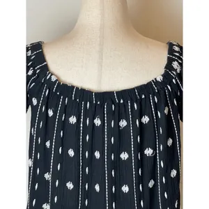 Topshop Dress Women 2 Black White Embroidered‎ Off The Shoulder Tunic Mini thumbnail 7
