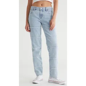 Pacsun Eco Light Blue Frayed Low Rise Straight Leg Jeans Medium Indigo Size 28 thumbnail 2