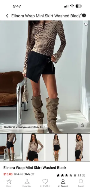 Princess Polly Mini Wrap Skirt Black 4 thumbnail 2