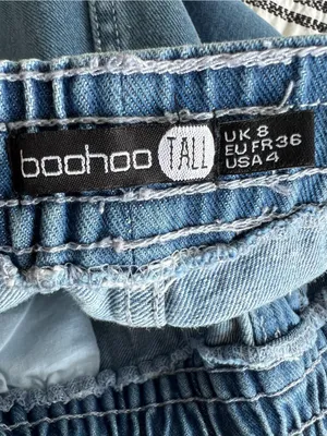 Boohoo Tall Drawstring Denim Joggers thumbnail 7