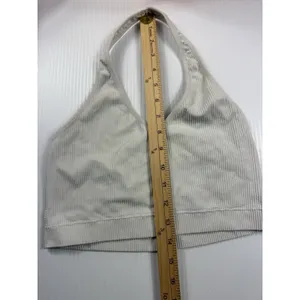 Garage Women Off White Halter Crop Top‎ Bandeau Ribbed Size M thumbnail 3