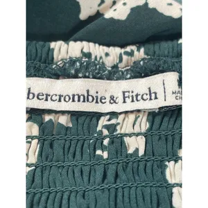 Abercrombie & Fitch Milkmaid Floral Top Green Cottagecore Puff Sleeve Smocked M thumbnail 5