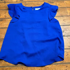 MILK + HONEY ESSENTIALS Royal Blue Flutter Sleeve Top Women's Size M‎ thumbnail 1