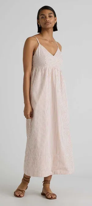 Quince 100% Organic Cotton Sleeveless Maxi Dress, Terracotta Stripe thumbnail 1