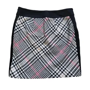 White House Black Market Plaid Skirt Women Size 8 Black Cream Lined Mini Panel thumbnail 4