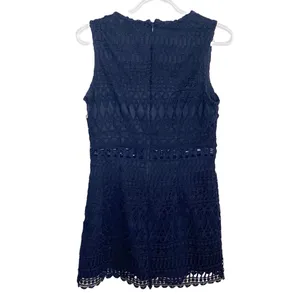 Lulu’s Take Me Dancing Navy Blue Crochet Lace Sleeveless Mini Dress size M thumbnail 3