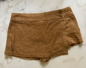 Free People Johana Linen Skort Brown Tan thumbnail 2