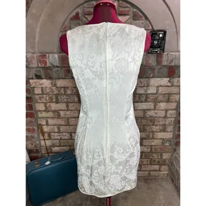 dress bodycon cream satin square neck 1990s thumbnail 4