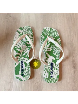Anthropologie Celandine NWT Eva Flip Flops Green Pattern Size 7 thumbnail 3