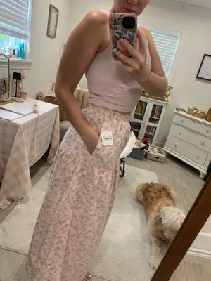 Altar'd State pink floral skirt thumbnail 2