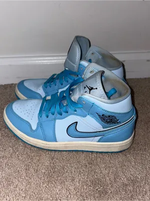 Jordan 1 Mid Women's Sneakers - Light Blue/White Size: 7.5 thumbnail 3