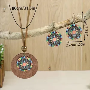 Boho Necklace‎ & Earrings Set Colorful Flower Design Tribal Accessories thumbnail 11