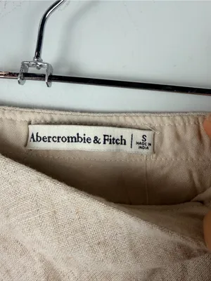 New Abercrombie & Fitch mid rise linen mix maxi skirt in oatmeal size small thumbnail 3