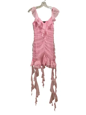 Generation Kiss Romantic Mini Dress Pink Ruched Ruffle Tulle Women’s Size Small thumbnail 4