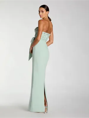 Mac Duggal 2395 Green Strapless Embellished Bustier Gown with Bow sz 2 thumbnail 3