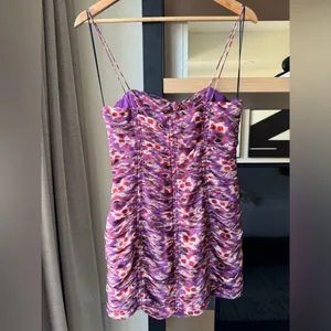 NWT Zara purple printed mini dress with ruching small summer thumbnail 4