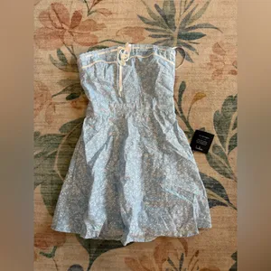 Lulus Precious Babe Light Blue Floral Ribbon Strapless Mini Dress thumbnail 5