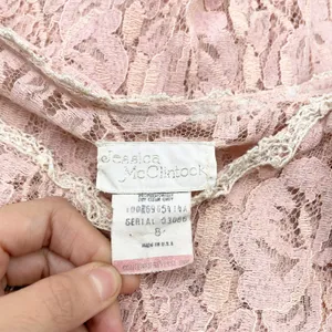 Vtg 80s Jessica McClintock Lace Dress‎ Size 8 Cottage Coquette Victorian Prairie thumbnail 7