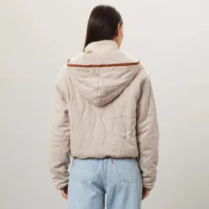 Spiritual Gangster Quilted Jacket Cream Tan 100% Cotton XS thumbnail 2