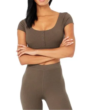 Alo Yoga Blissful Henley Bra Top thumbnail 6