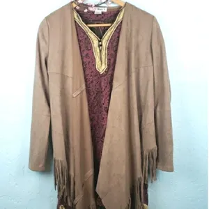 Say What vintage 90’s faux suede open fringe jacket thumbnail 2
