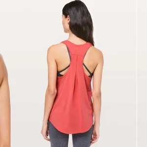 Lululemon Love Tank Top Pleated Racerback Poppy Coral Pima Cotton Size 10 thumbnail 2