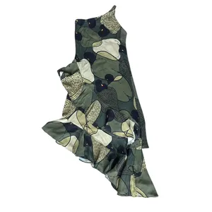Farm Rio Anthro Women’s Green Military Cashew One Shoulder Midi Scarf Dress XS thumbnail 7