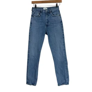 Agolde High Rise Riley Crop Jeans in Moor Womens 24 Clean Girl Quiet Luxury thumbnail 3