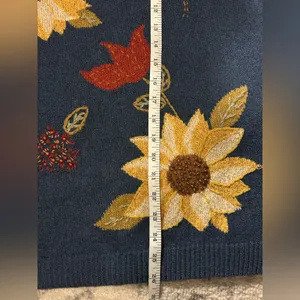 Vtg Alfred dunner Womens Navy Blue Autumn Sunflower Pullover Sweater cotton M thumbnail 8