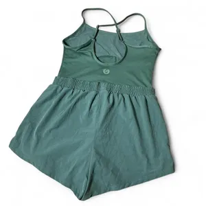 Victoria's Secret Pink Ultimate Runsie‎ Green one-piece Romper Yoga Size M thumbnail 2