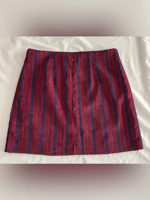 Mi Ami Burgundy Boho Striped Mini Skirt Size Medium Red thumbnail 9